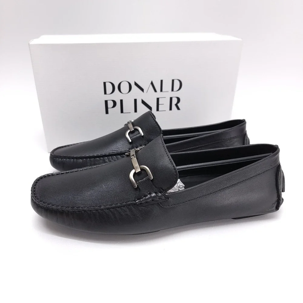 NEW Donald Pliner Victor GW Size 13 M Leather Black Driving Shoes Moccasins